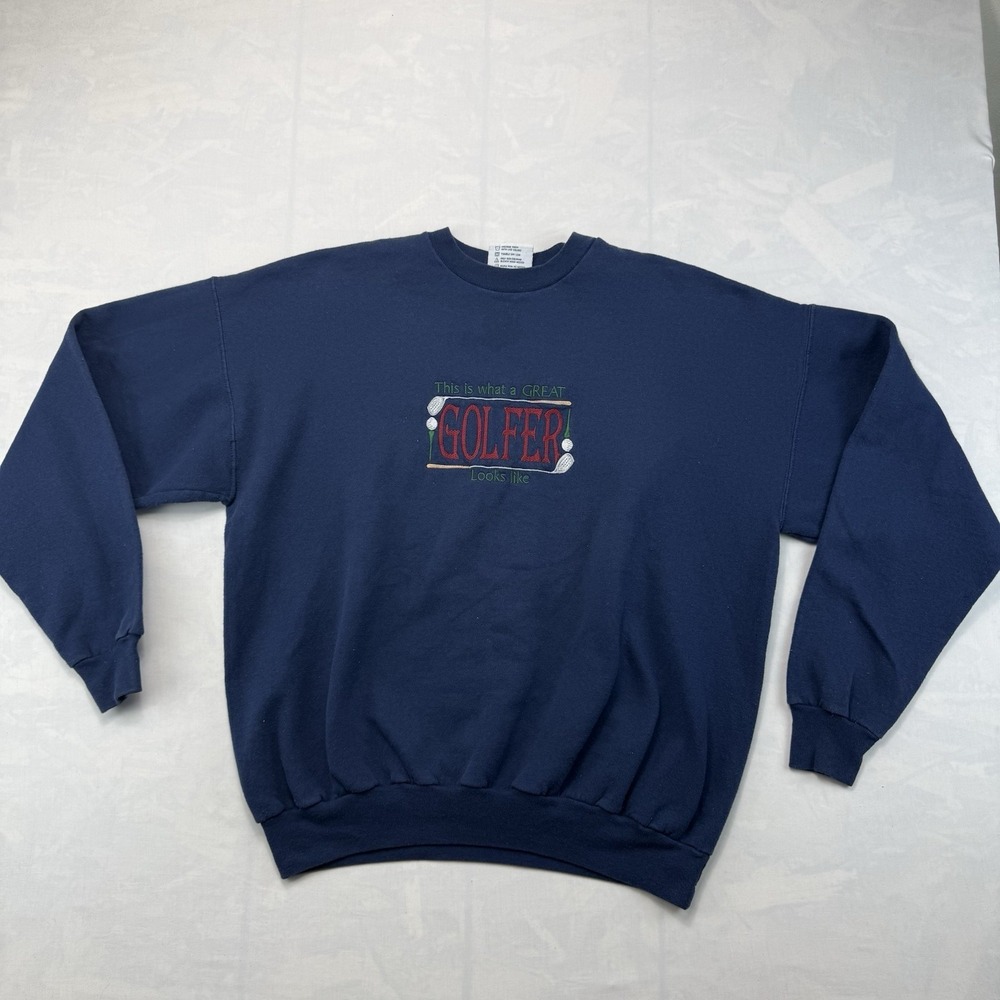 Vintage Golfer Sweatshirt XL Embroidered Golf Crewneck 90s Dadcore